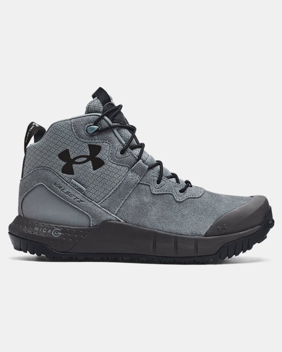 Men's UA Micro G® Valsetz Mid Leather Waterproof Tactical Boots, Gray, pdpMainDesktop image number 0